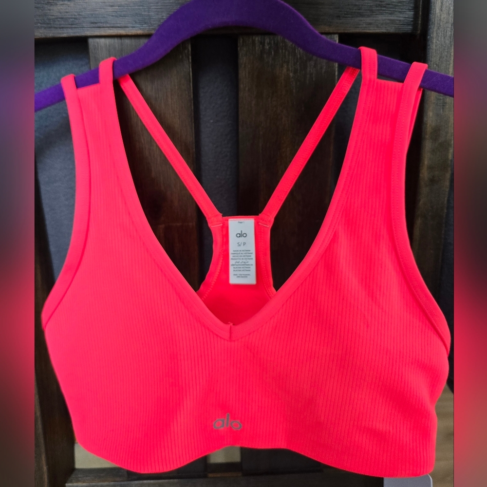 ALO Yoga Neon Pink Sports Bra